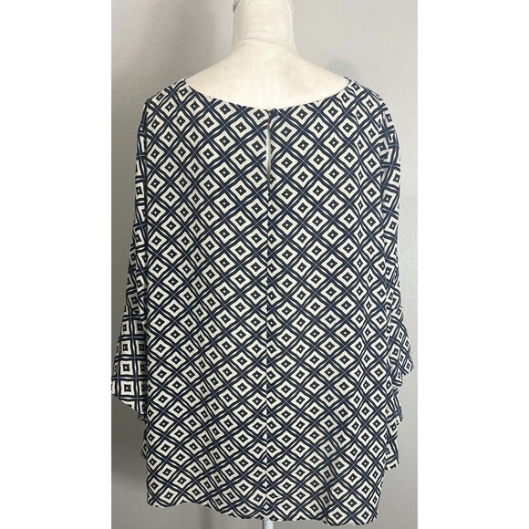 Kasper Multicolor Geo Print Flared Bell Sleeve Pullover Blouse Plus Size 3X - Picture 2 of 8